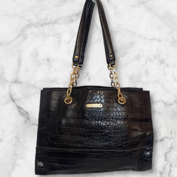 Anne Klein Black Croc-Embossed Women's Bag Made with High Quality Materials - Picture 2 of 5